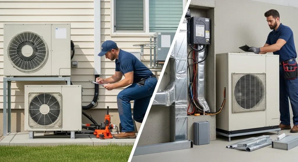 Central air installation cost breakdown showing AC unit, labor work, and additional installation expenses