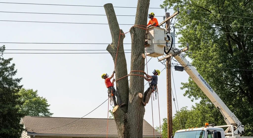 Cost to cut down a tree near a house or power lines by professional tree removal crew